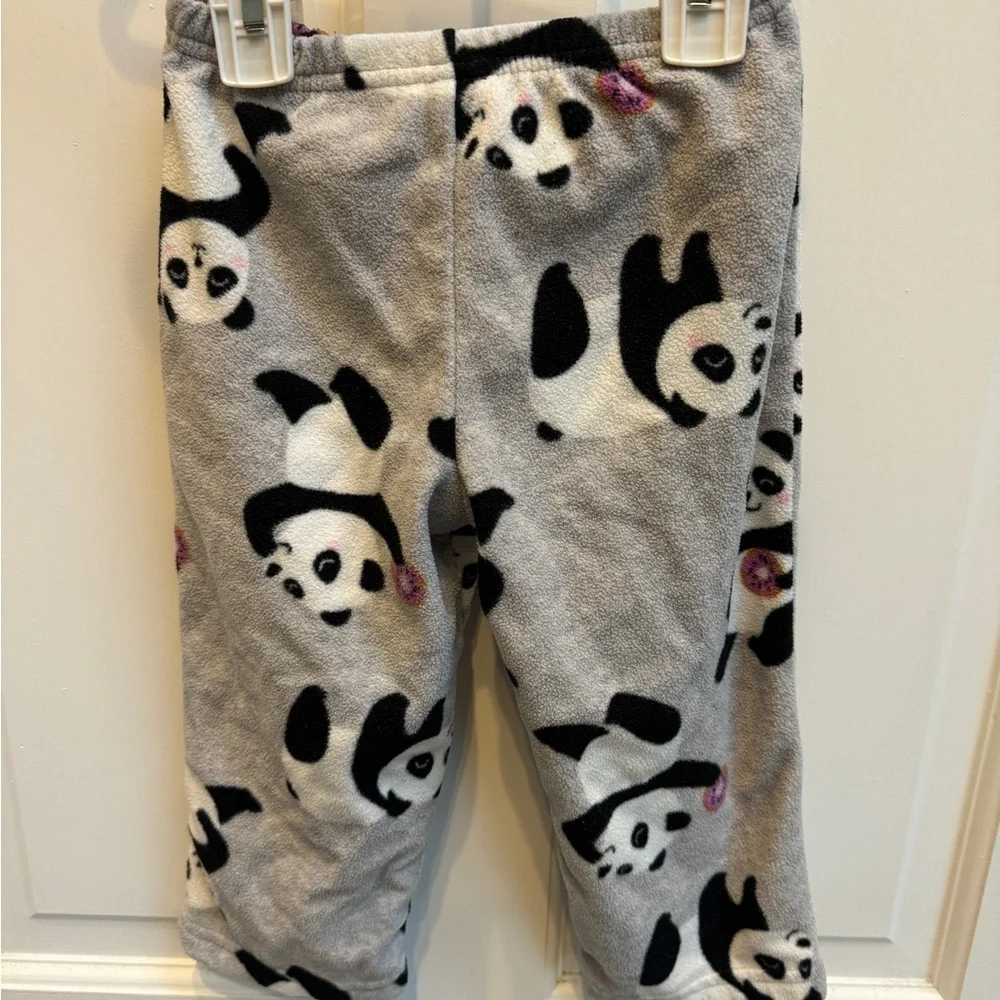 Carter’s 2T Girls Grey & White Panda Animal Fleece Pajama Pants